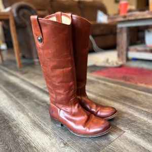 Frye Melissa Riding Boots Cognac Brown 6 1/2 B